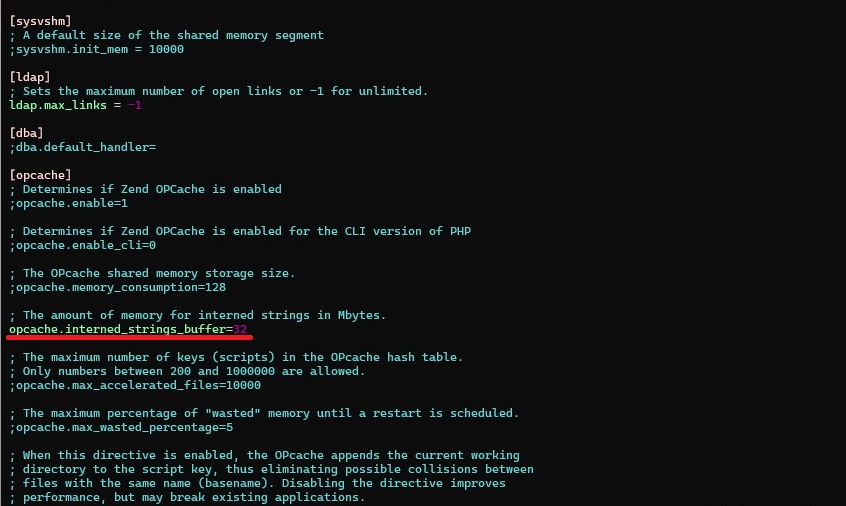 Значение opcache.interned_strings_buffer Значение opcache.interned_strings_buffer